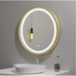 Golden Framed Round LED Mirror