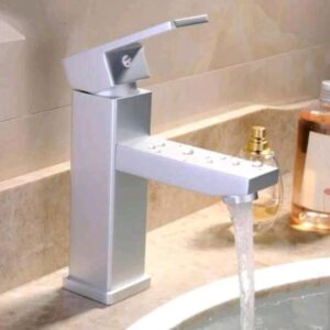 Silver Heavy Gauge Square Basin Mixer - Model BT-BM06