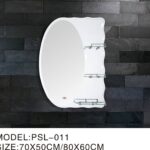 Oval Glass Mirror with Multiple Shelves