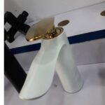 Dual-Tone Gold and White Heavy-Gauge Basin Mixer