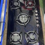 5 burner built in gas hob with 8mm tempered glass thickness and auto ignition 