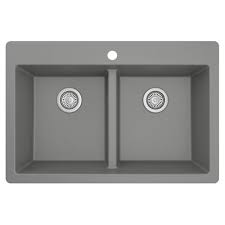 Grey Quartz Acrylic Double Bowl Kitchen Sink - Model AC10