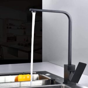 Matte Black Square-Style Kitchen Sink Mixer