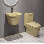 Matte Black and Gold Luxury Wall-Mounted WC
