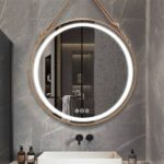 Golden Rope-Framed Round LED Mirror