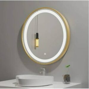 Golden Framed Round LED Mirror