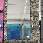 Glass Wall Mirror with Marble Effect Frame