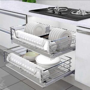 Dual-Level Stainless Steel Cabinet Rack
