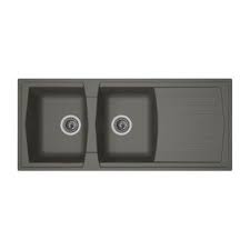 Grey Double Bowl Single Tray Acrylic Sink - Model KS-AC17